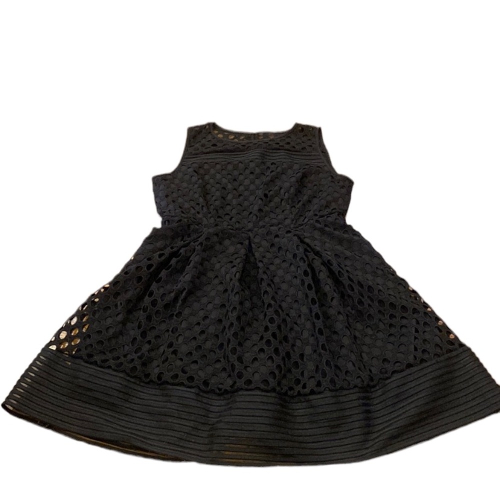 Lane Bryant sleeveless black flared skirt mesh lined dress 16